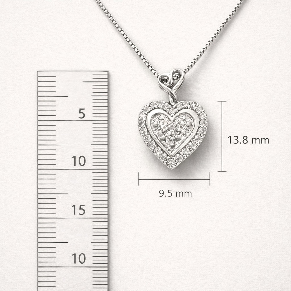 Hallmark 1/5 CT Lab Diamond Heart Pendant 925 Sterling Silver Necklace 18” - Picture 9 of 9